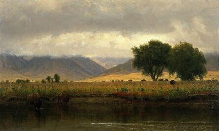 Worthington Whittredge, ‘Buffalo on the Platte River’, 1866