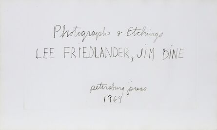 Jim Dine, ‘Photographs and Etchings’, 1969