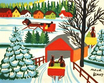 Maud Lewis, ‘Covered Bridge in Winter’