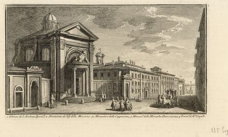 Giuseppe Vasi, ‘Chiesa di S. Andrea, Monastero delle Cappuccine, Monastero delle Monache Domenicane, Piazza di Monte Cavallo’, 1747-1801
