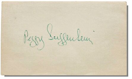 Peggy Guggenheim, ‘PEGGY GUGGENHEIM, 1970's, SIGNED Index Card, PSA/DNA Certified.’, 1970s