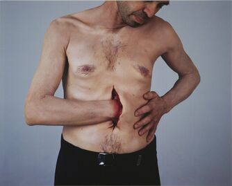 Daniel Joseph Martinez, ‘Self-portrait #9BFifth attempt to clone mental disorder or How one philosophizes with a hammer, After Gustave Moreau, Prometheus, 1868; David Cronenberg, Videodrome, 1981’, 2001