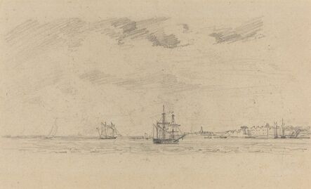 Eugène Boudin, ‘Coastal Landscape with Shipping’, ca. 1858