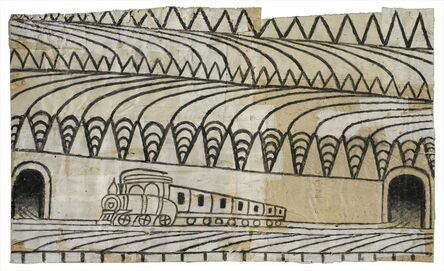 Martín Ramírez, ‘Untitled, (Triangle Landscape with Train) ’, 1960-1963