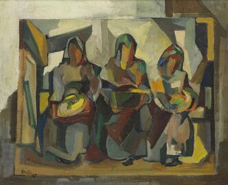 Macario Vitalis, ‘Three figures holding bowls’, 1948