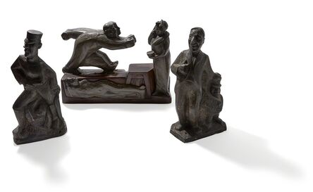 ‘Group of Three Lead Political Themed Sculptures’, 1940s