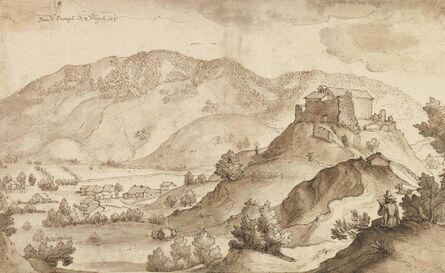 Remigio Cantagallina, ‘View of the countryside around the village of Pratieghi, with an artist sketching in the foreground’