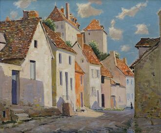 Norman Lloyd, ‘Cobblestone street in a French village’