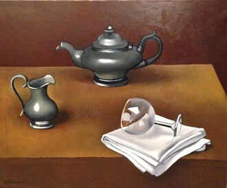 Georges Rohner, ‘Etains, verre couché sur serviette’, 1984