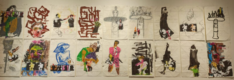 ABRAÃO VICENTE, ‘EROTIC POEMS AND SUICIDAL PHRASES IN ANTICIPATION OF THE 11 ACTS’, 2010, Drawing, Collage or other Work on Paper, Mixed technique (acrylic, oil pastel, charcoal, collage) on white paper / on kraft paper, MOVART