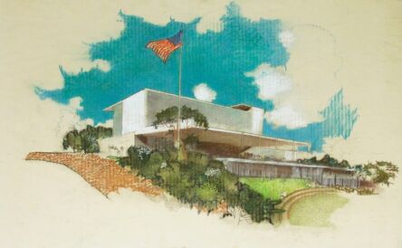 Richard Neutra, ‘Perspective Elevation, Monterey Park City Hall, Monterey Park, CA’, ca. 1955