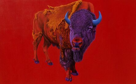 Helmut Koller, ‘Buffalo on a Red Background’, 2005