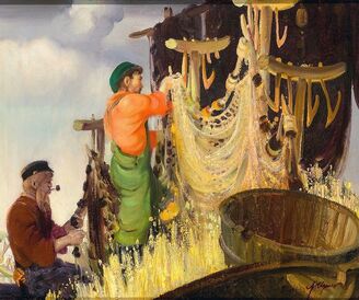 John Clymer, ‘Drying Nets - Mont Saint Pierre’, 1930-1939