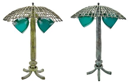 Louis Cane, ‘Two Louis Cane Green Patinated-Bronze Tree Form Lamps’, 1990s