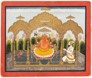 Attributed to Purkhu, ‘Nobleman Paying Homage to Ganesha, Kangra’, circa 1810