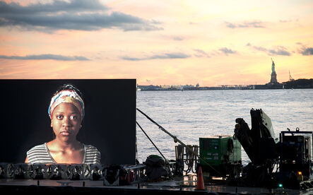 Shimon Attie, ‘Night Watch (Norris with Liberty), 20' wide LED screen on barge, Hudson River’, 2019
