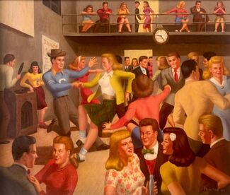 Heusing, ‘"High School Dance" WPA Mid-20th Century Modern American Scene Social Realism’, 1947