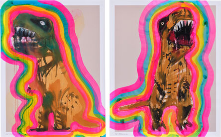 Liz Markus, ‘Blue Faced T-Rex with Auras 01; and Jaws T-Rex with Auras 01’, 2020