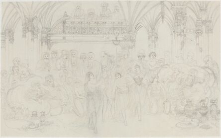 Rodolphe Bresdin, ‘Interior: Dancing Girls Entertaining Chieftains’, probably c. 1870