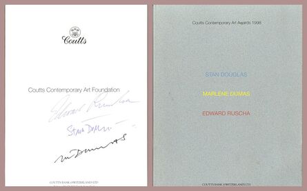 Ed Ruscha, ‘Coutts Contemporary Art Awards (Hand Signed by Edward Ruscha, Marlene Dumas and Stan Douglas)’, 1998