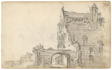 Jan van Goyen, ‘A house with chimneys and an archway’, 1650-1651
