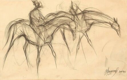 Sunil Das, ‘Early Horses IX, Drawing, Charcoal on Paper by Padmashree Awardee Sunil Das "In Stock"’, 1959