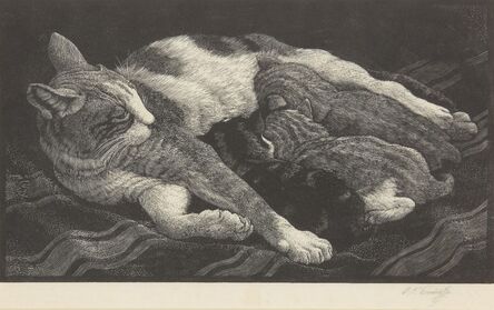 Charles Tunnicliffe, ‘A Cat with Kittens’, 1936