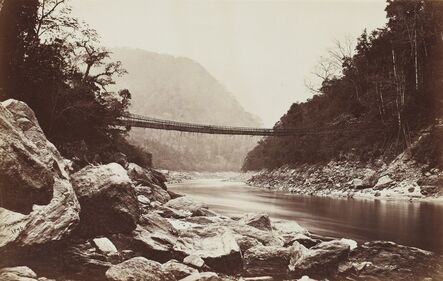 Samuel Bourne, ‘Darjeeling; Cane bridge over the Teesta river leading into Bhootan ’, 1869