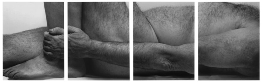 Lying Figure, Holding Leg, Four panels