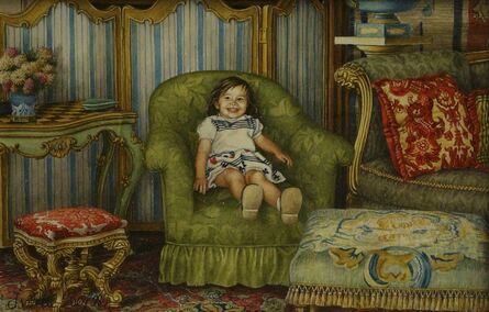 Isabelle Rey, ‘Girl on a sofa in an elaborate interior’