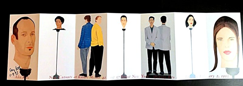 Alex Katz, ‘New Cutouts, Accordion Invitation Card, Hand Signed by Alex Katz (from the Estate of UACC President Cordelia Platt)’, 1993, Ephemera or Merchandise, Offset lithograph fold-out accordion invitation card. hand signed and dated. unframed., Alpha 137 Gallery Gallery Auction