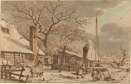 Jacob Cats, ‘Farmyard in Winter’, 1786