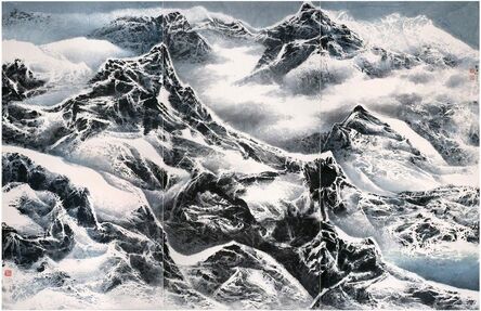Liu Kuo-sung 刘国松, ‘Snowy snowy mountains 雪滿群山’, 2015