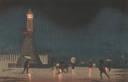 Kobayashi Kiyochika 小林清親, ‘Kudanzaka at Night in Early Summer’, Meiji era-1880