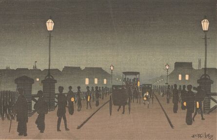 Kobayashi Kiyochika 小林清親, ‘Night at Nihonbashi’, Meiji era-1881