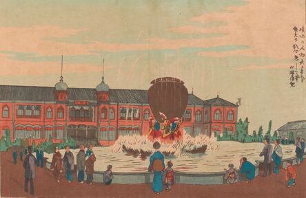 Kobayashi Kiyochika 小林清親, ‘Museum Fountain at the Second Domestic Exposition’, Meiji era-1881
