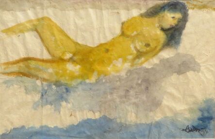 Kartick Chandra Pyne, ‘Nude Women Bathing, Reclining, Watercolor Painting by Master Artist Kartick Chandra Pyne’, 2005