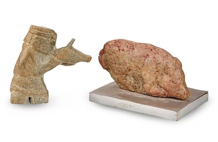Charles Simmons, ‘Two Artworks: Musician and Pig, Carved Stone’, 1976