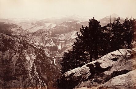 Carleton E. Watkins, ‘Vernal Fall and Nevada Fall from Glacier Pt, Yosemite’, 1865-66