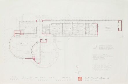 Frank Lloyd Wright, ‘Drawings and Renderings of the Duey Wright House, Wausau, Wisconsin (fourteen works)’, c. 1957