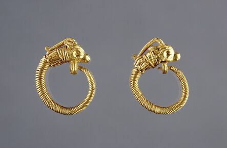 ‘Hoop Earrings with Antelope Head Finials’, 220 -100 BCE