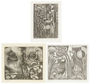 Reginald James Lloyd, ‘Garden Figure; Two partridges; and an Owl’, 1983-1996