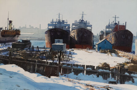 Aiden Lassell Ripley, ‘Freighters, East Boston Waterfront’, ca. 1952