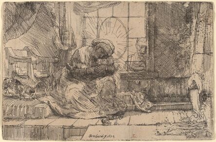 Rembrandt van Rijn, ‘The Virgin and Child with the Cat and Snake’, 1654