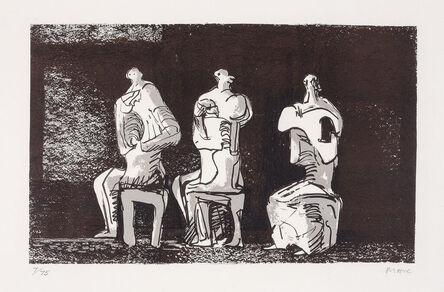 Henry Moore, ‘Three seated figures in setting’, 1975