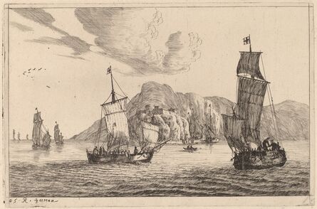 Reinier Nooms, called Zeeman, ‘Harbor Scene with Mountainous Background’, probably c. 1656