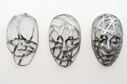 Dale Dunning, ‘Rapt Triptych - Large, figurative, masks, tryptic aluminum wall sculpture’, 2017