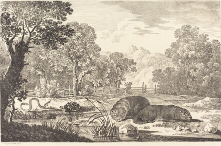 Max Joseph Wagenbauer, ‘River Landscape with Two Beavers’, 1807