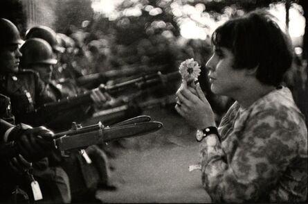 Marc Riboud, ‘Young girl holding a flower, demonstration against the war in Vietnam, Washington.’, 1967