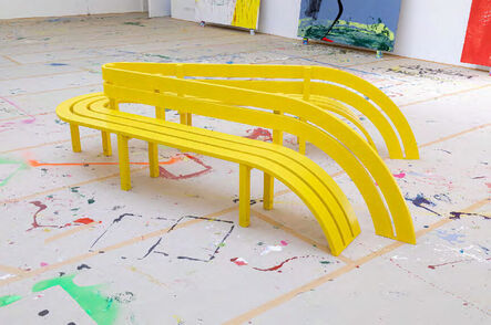 Jeppe Hein, ‘Yellow Modified Social Bench #10’, 2021